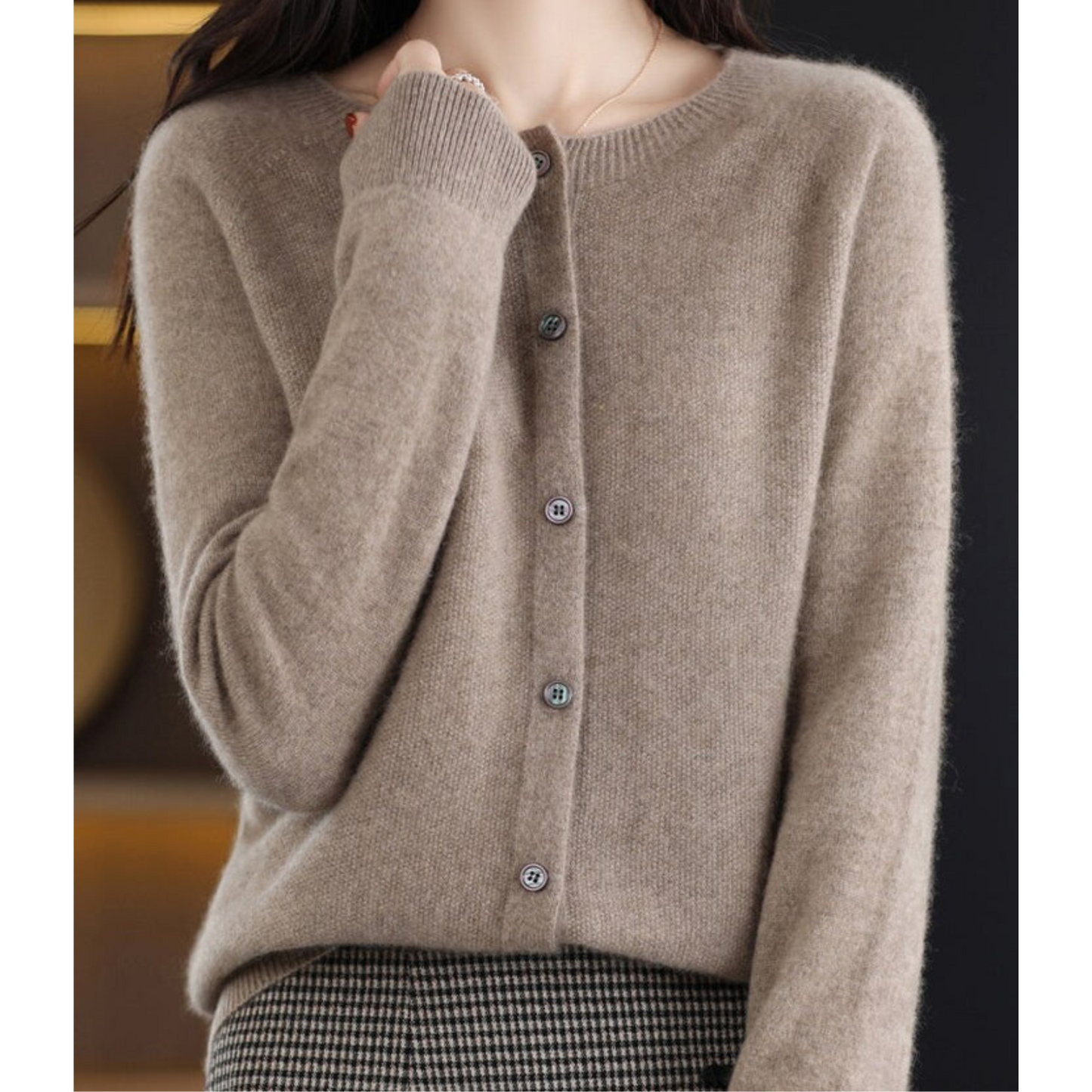 Suéter Cardigan de Cuello Redondo para Mujer VierraSol