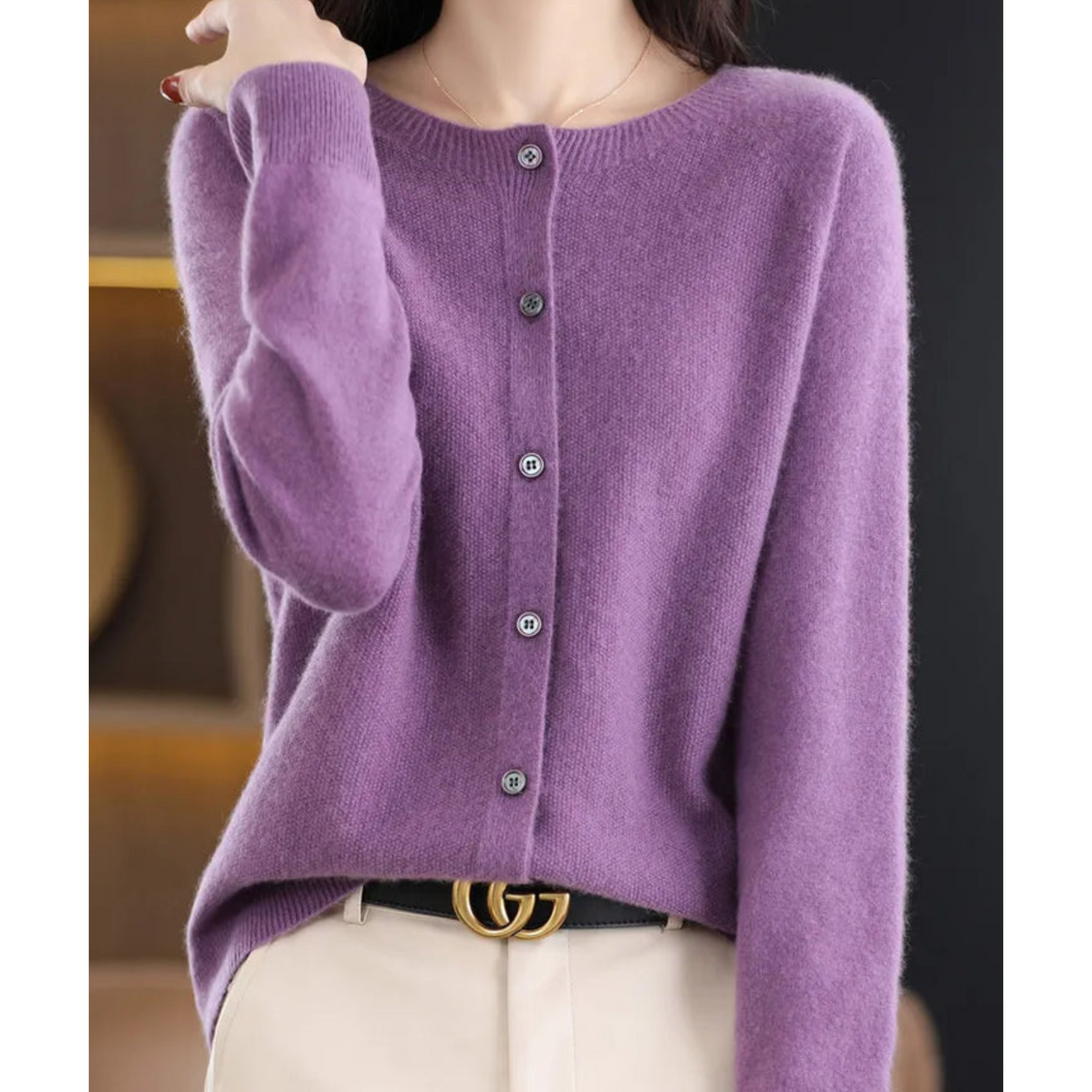 Suéter Cardigan de Cuello Redondo para Mujer VierraSol