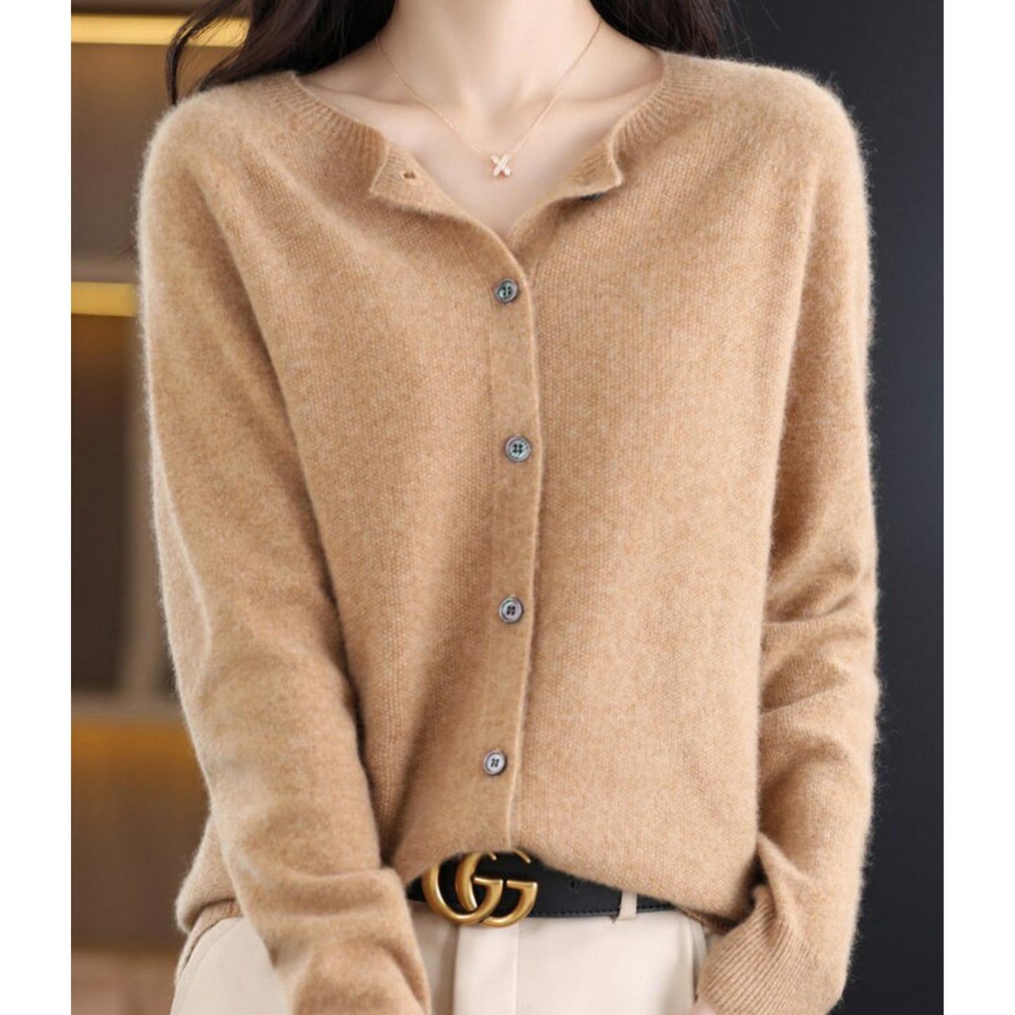Suéter Cardigan de Cuello Redondo para Mujer VierraSol