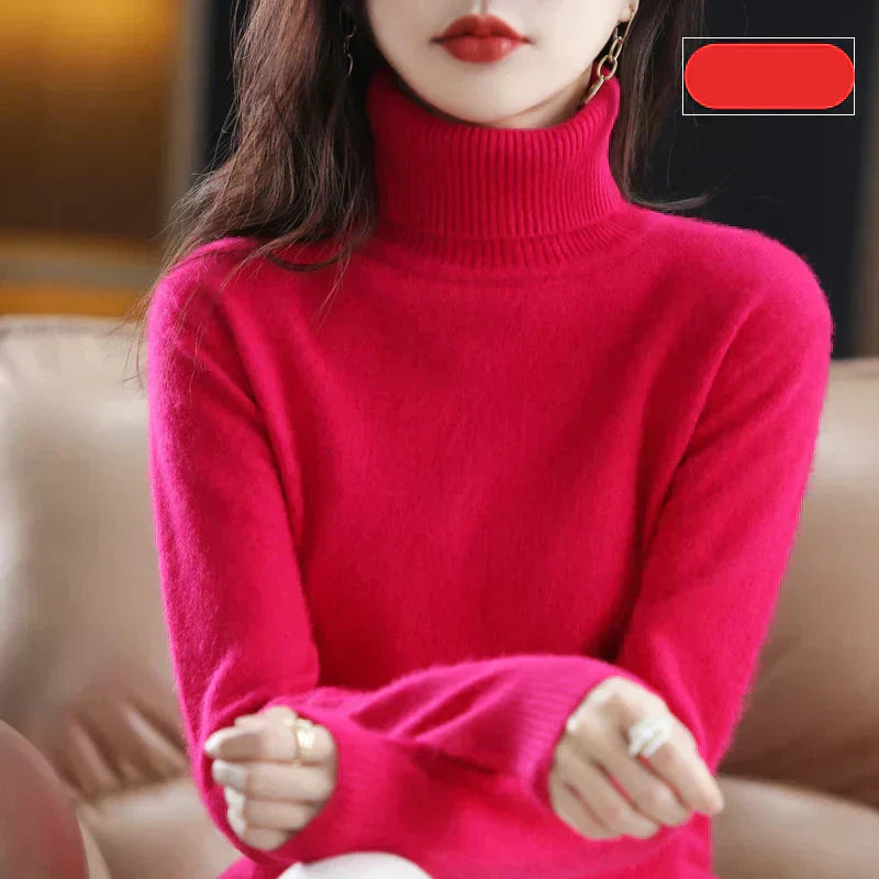 Suéter de Cuello Alto 100% Cachemira Nyorelle para Otoño e Invierno