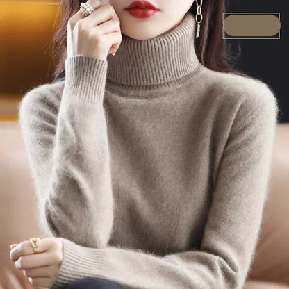 Suéter de Cuello Alto 100% Cachemira Nyorelle para Otoño e Invierno
