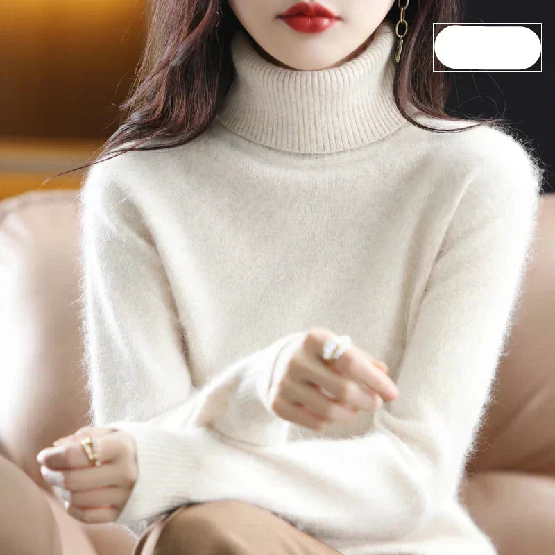 Suéter de Cuello Alto 100% Cachemira Nyorelle para Otoño e Invierno