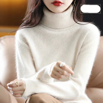 Suéter de Cuello Alto 100% Cachemira Nyorelle para Otoño e Invierno