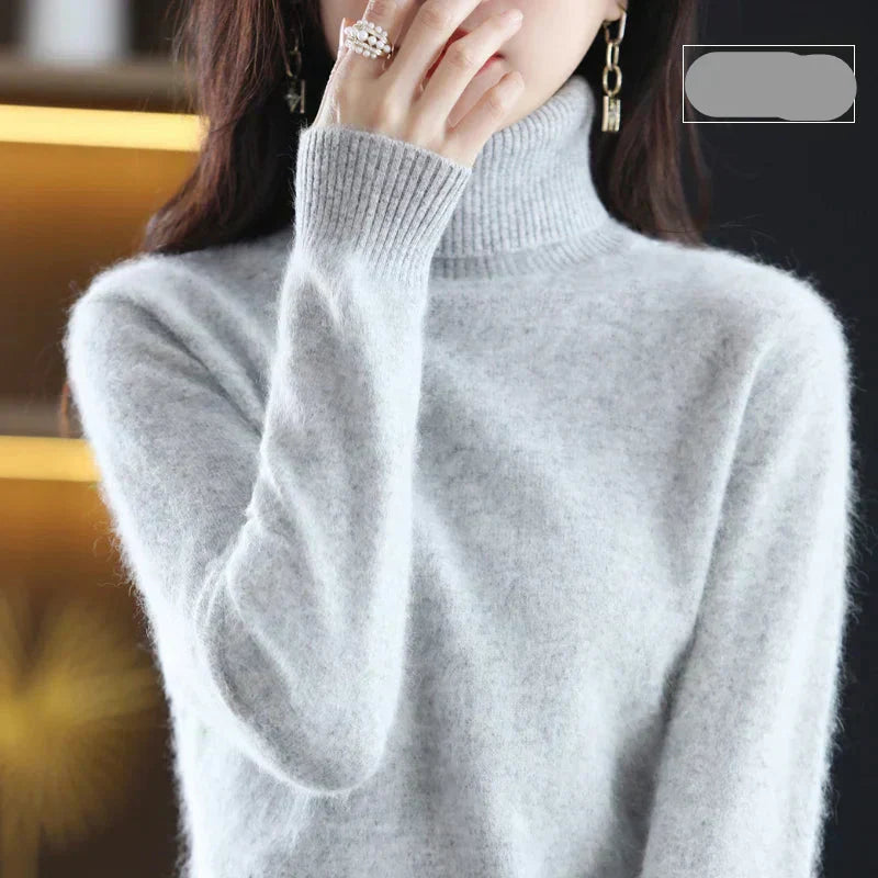 Suéter de Cuello Alto 100% Cachemira Nyorelle para Otoño e Invierno