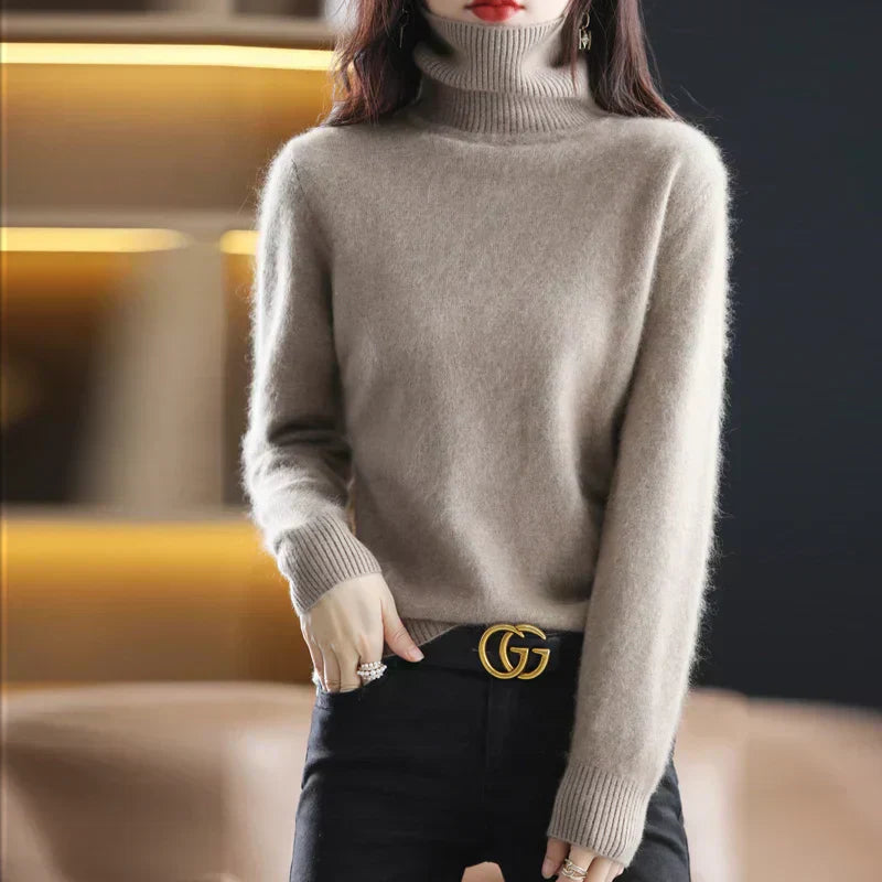 Suéter de Cuello Alto 100% Cachemira Nyorelle para Otoño e Invierno