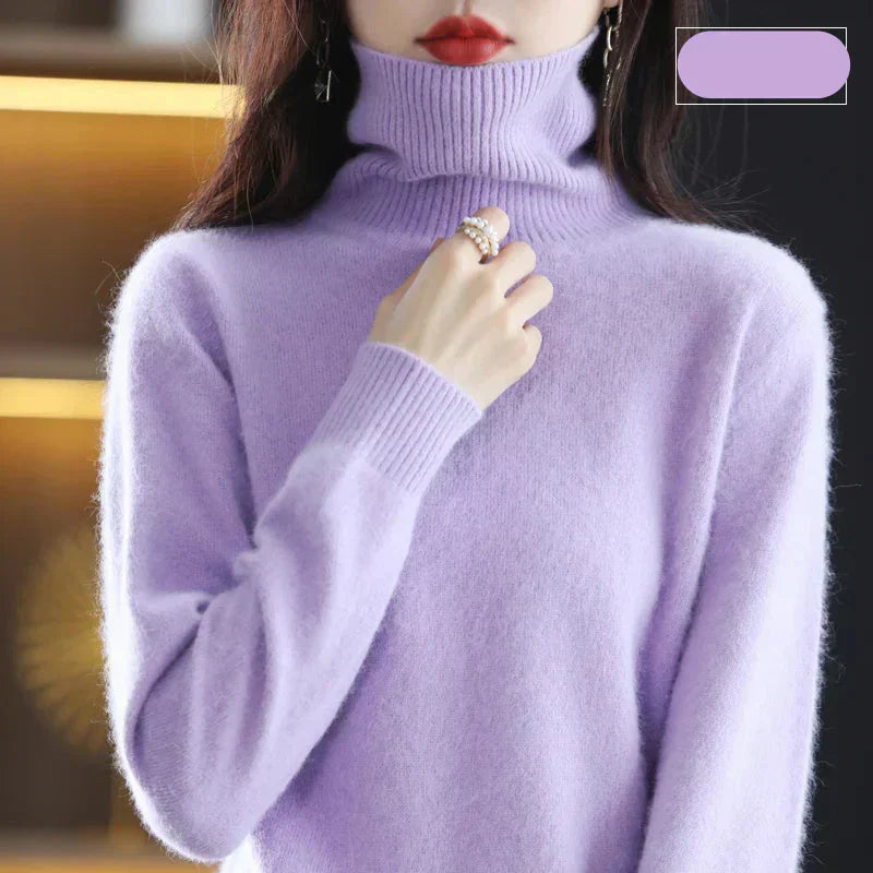 Suéter de Cuello Alto 100% Cachemira Nyorelle para Otoño e Invierno