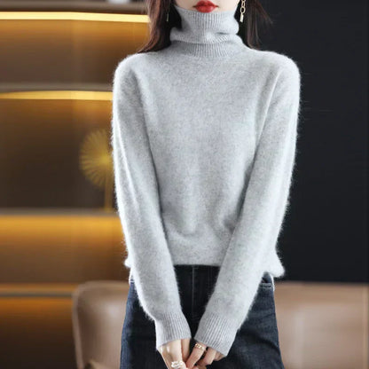 Suéter de Cuello Alto 100% Cachemira Nyorelle para Otoño e Invierno