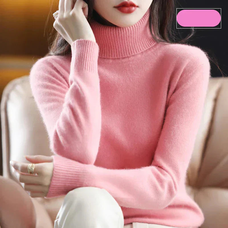 Suéter de Cuello Alto 100% Cachemira Nyorelle para Otoño e Invierno
