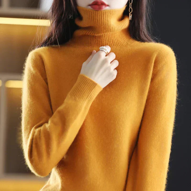 Suéter de Cuello Alto 100% Cachemira Nyorelle para Otoño e Invierno