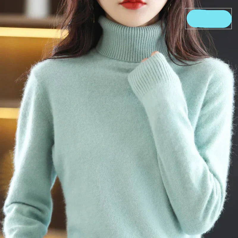 Suéter de Cuello Alto 100% Cachemira Nyorelle para Otoño e Invierno