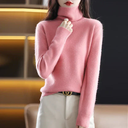Suéter de Cuello Alto 100% Cachemira Nyorelle para Otoño e Invierno