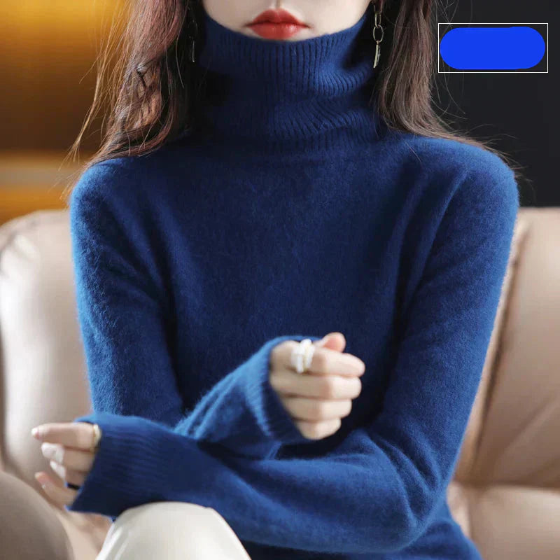 Suéter de Cuello Alto 100% Cachemira Nyorelle para Otoño e Invierno