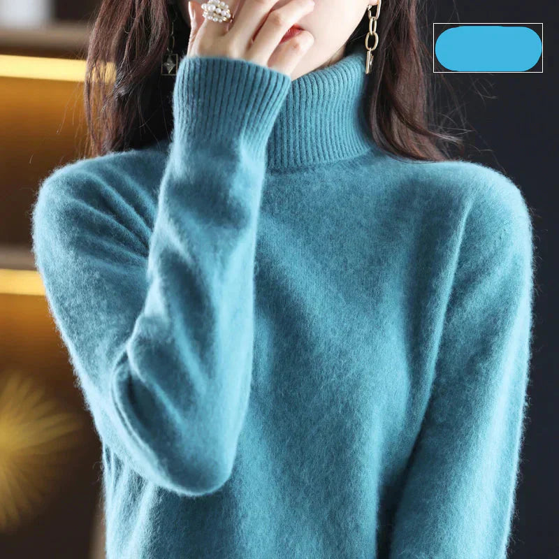 Suéter de Cuello Alto 100% Cachemira Nyorelle para Otoño e Invierno