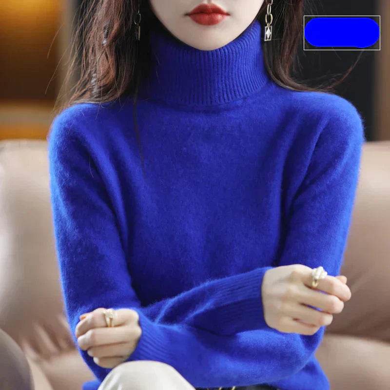 Suéter de Cuello Alto 100% Cachemira Nyorelle para Otoño e Invierno
