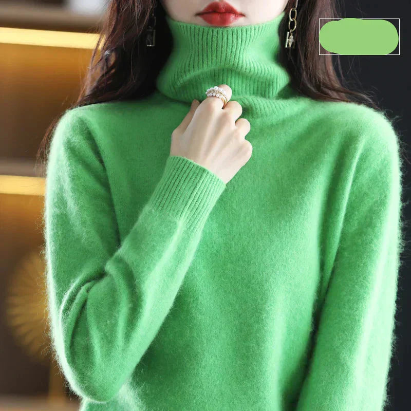 Suéter de Cuello Alto 100% Cachemira Nyorelle para Otoño e Invierno