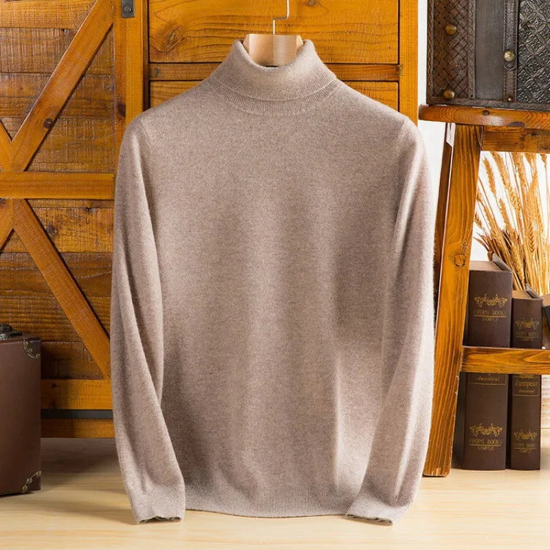 Suéter de Cuello Alto 100% Pura Cachemira para Hombres