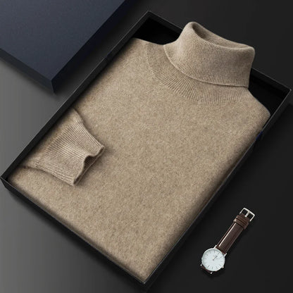 Suéter de Cuello Alto 100% Pura Cachemira para Hombres