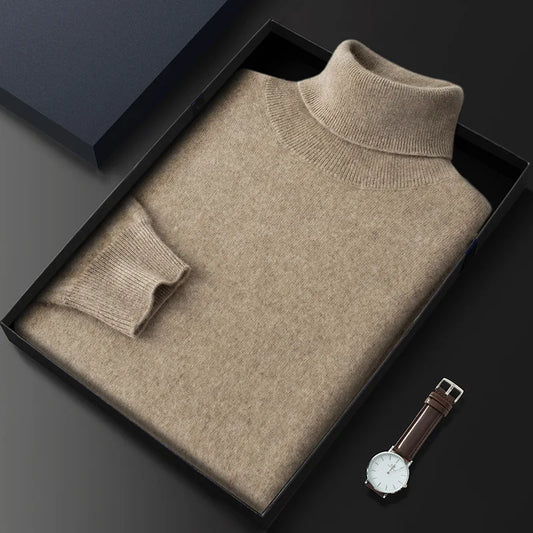 Suéter de Cuello Alto 100% Pura Cachemira para Hombres