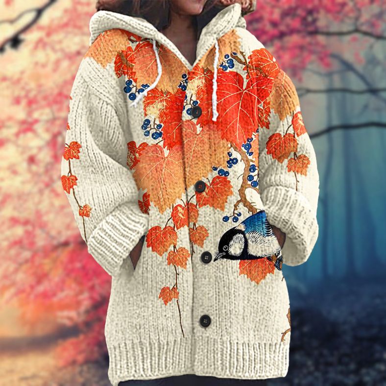 Sudadera cálida con capucha y botones