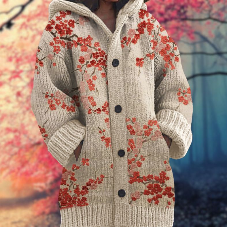 Sudadera cálida con capucha y botones