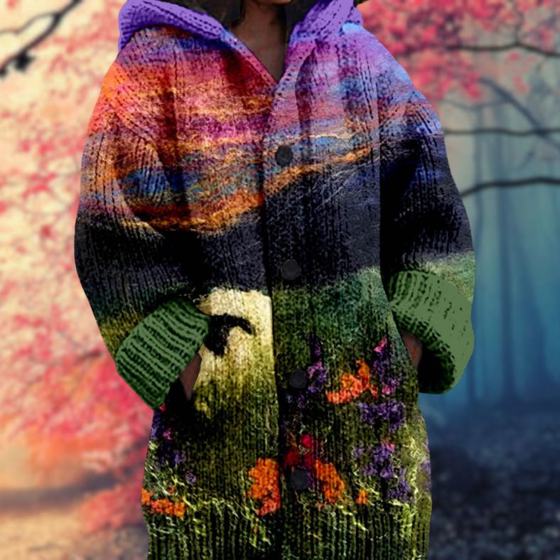 Sudadera cálida con capucha y botones