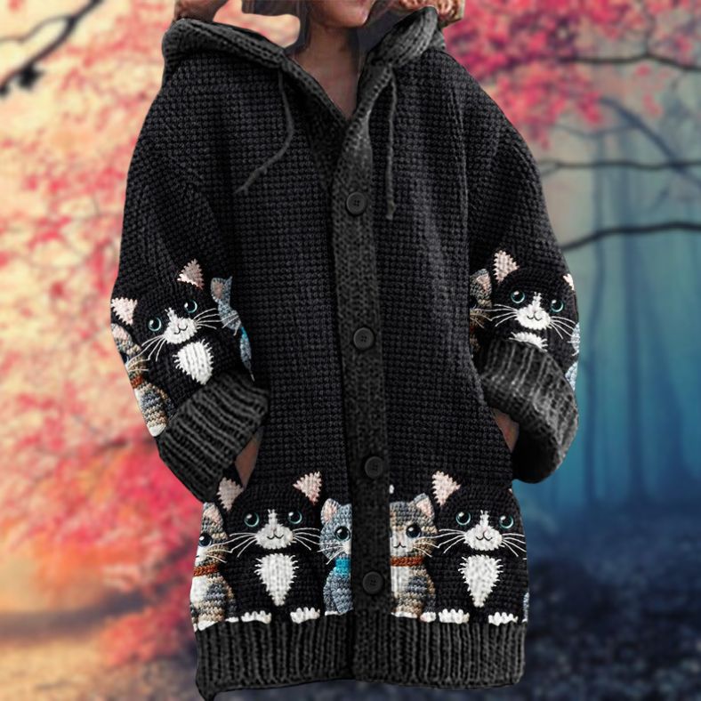 Sudadera cálida con capucha y botones