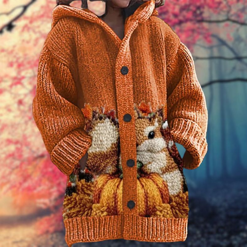 Sudadera cálida con capucha y botones