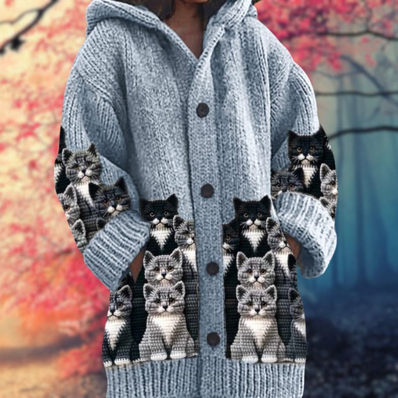Sudadera cálida con capucha y botones