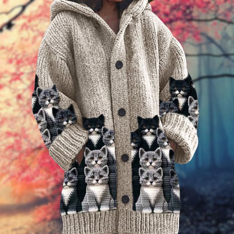 Sudadera cálida con capucha y botones
