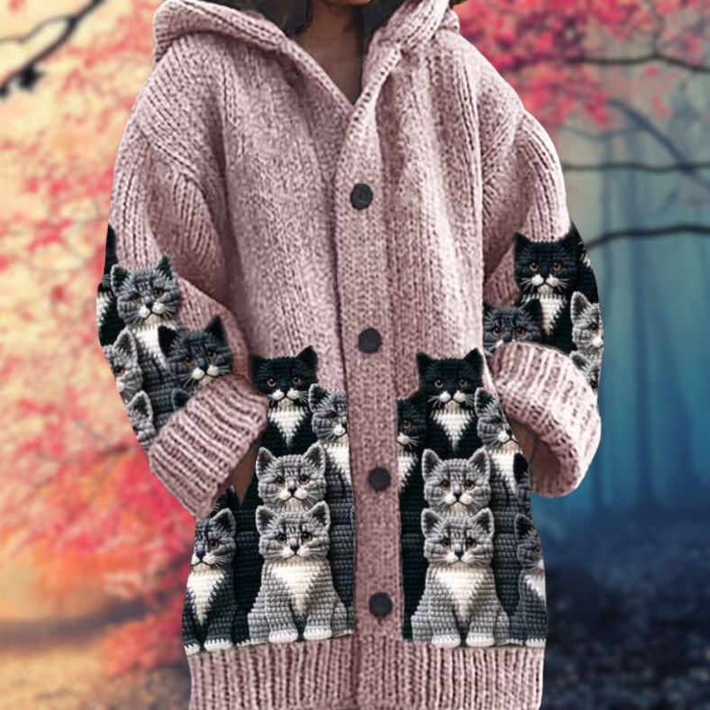 Sudadera cálida con capucha y botones
