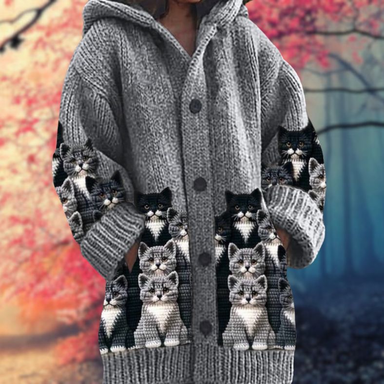Sudadera cálida con capucha y botones