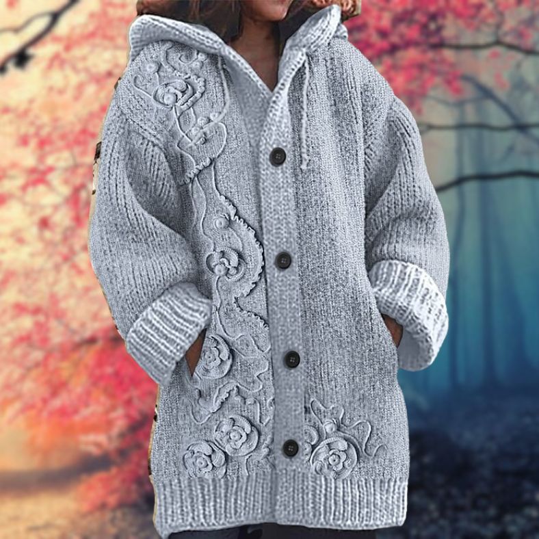 Sudadera cálida con capucha y botones