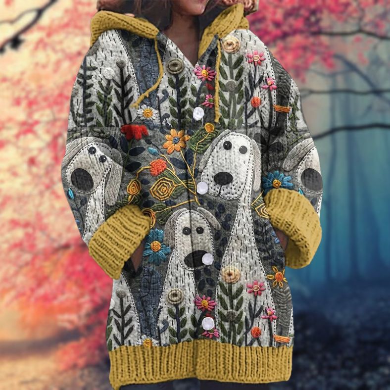 Sudadera cálida con capucha y botones