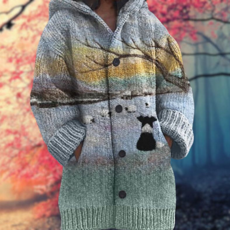 Sudadera cálida con capucha y botones