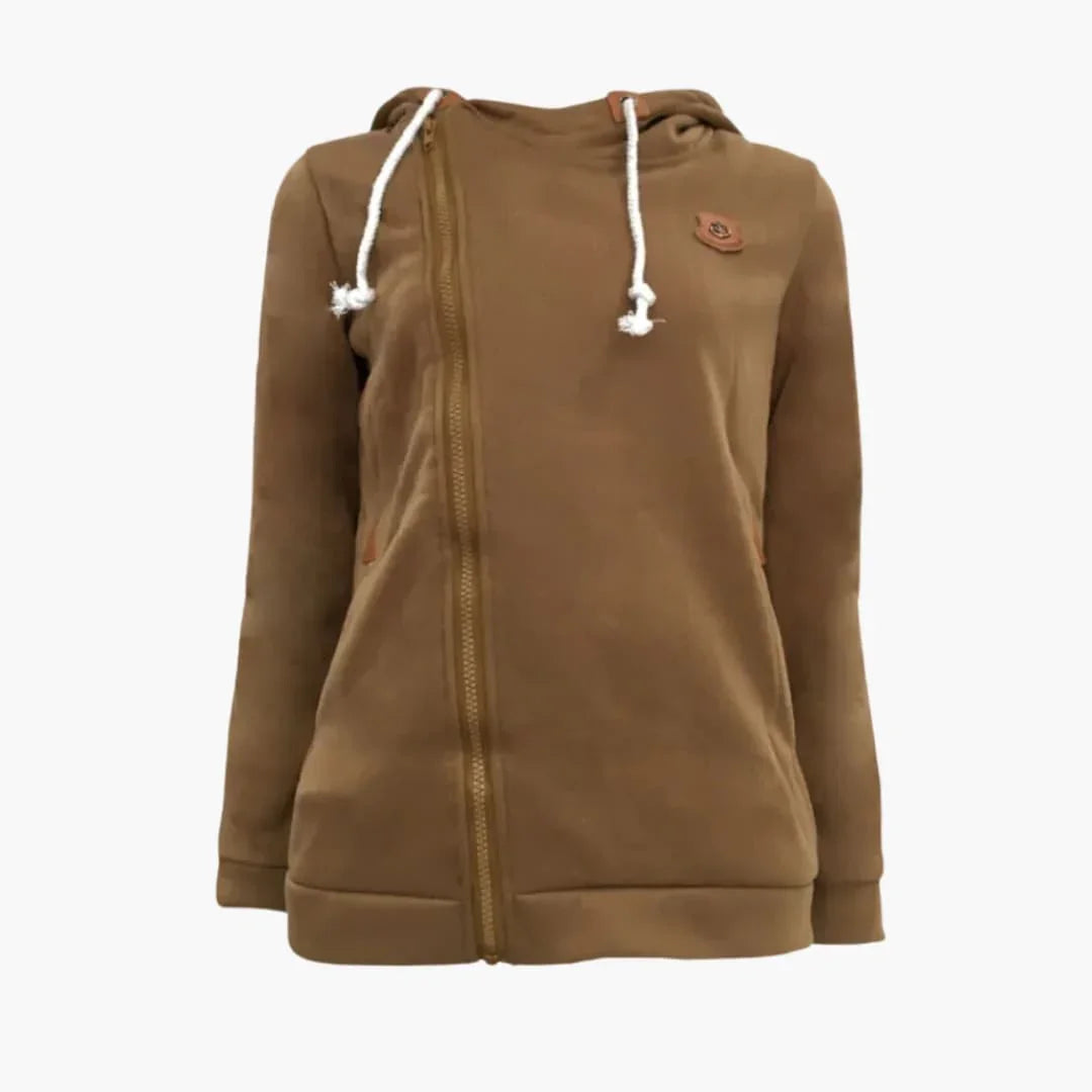 Sudadera con cremallera y capucha con cordón para mujer