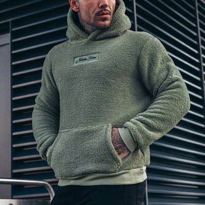 Sudadera de sherpa con capucha y corte relajado para hombre