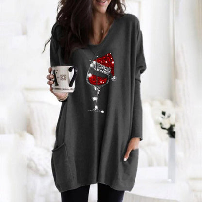 Sudadera de Vino y Sombrero de Navidad para Mujeres