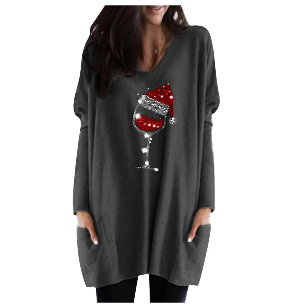 Sudadera de Vino y Sombrero de Navidad para Mujeres
