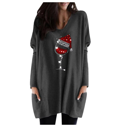 Sudadera de Vino y Sombrero de Navidad para Mujeres