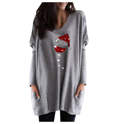 Sudadera de Vino y Sombrero de Navidad para Mujeres
