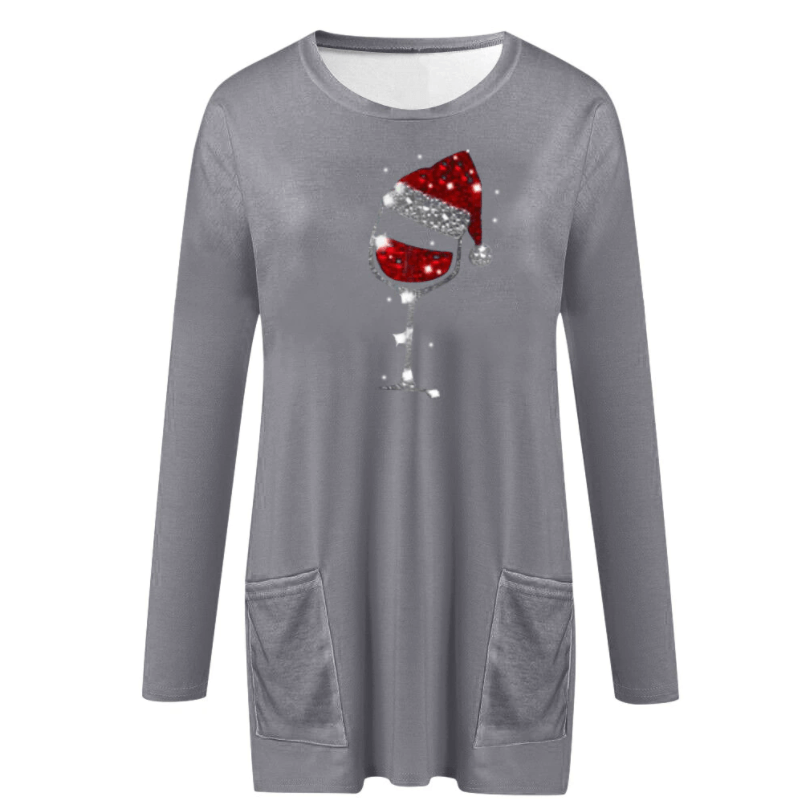 Sudadera de Vino y Sombrero de Navidad para Mujeres
