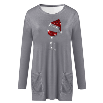 Sudadera de Vino y Sombrero de Navidad para Mujeres