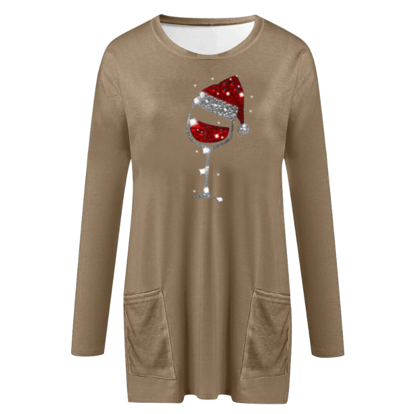 Sudadera de Vino y Sombrero de Navidad para Mujeres