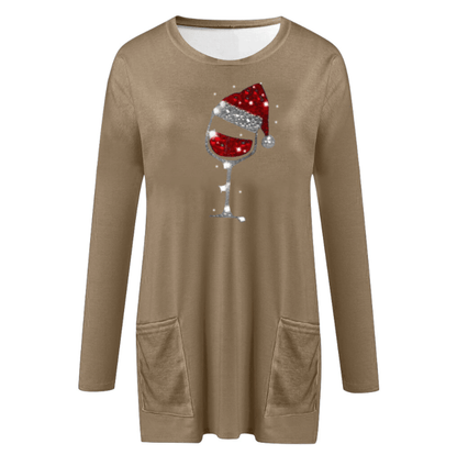 Sudadera de Vino y Sombrero de Navidad para Mujeres