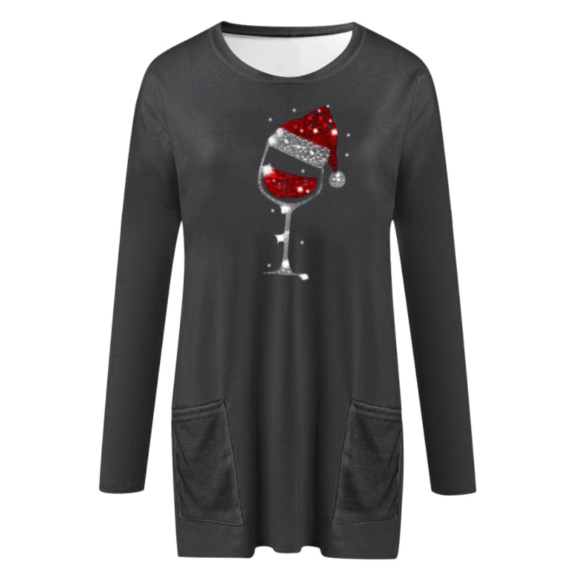 Sudadera de Vino y Sombrero de Navidad para Mujeres