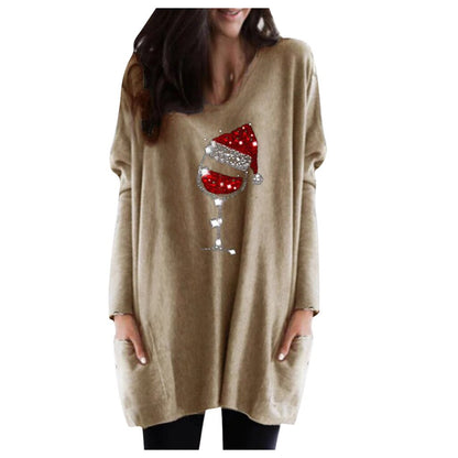 Sudadera de Vino y Sombrero de Navidad para Mujeres
