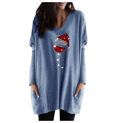 Sudadera de Vino y Sombrero de Navidad para Mujeres