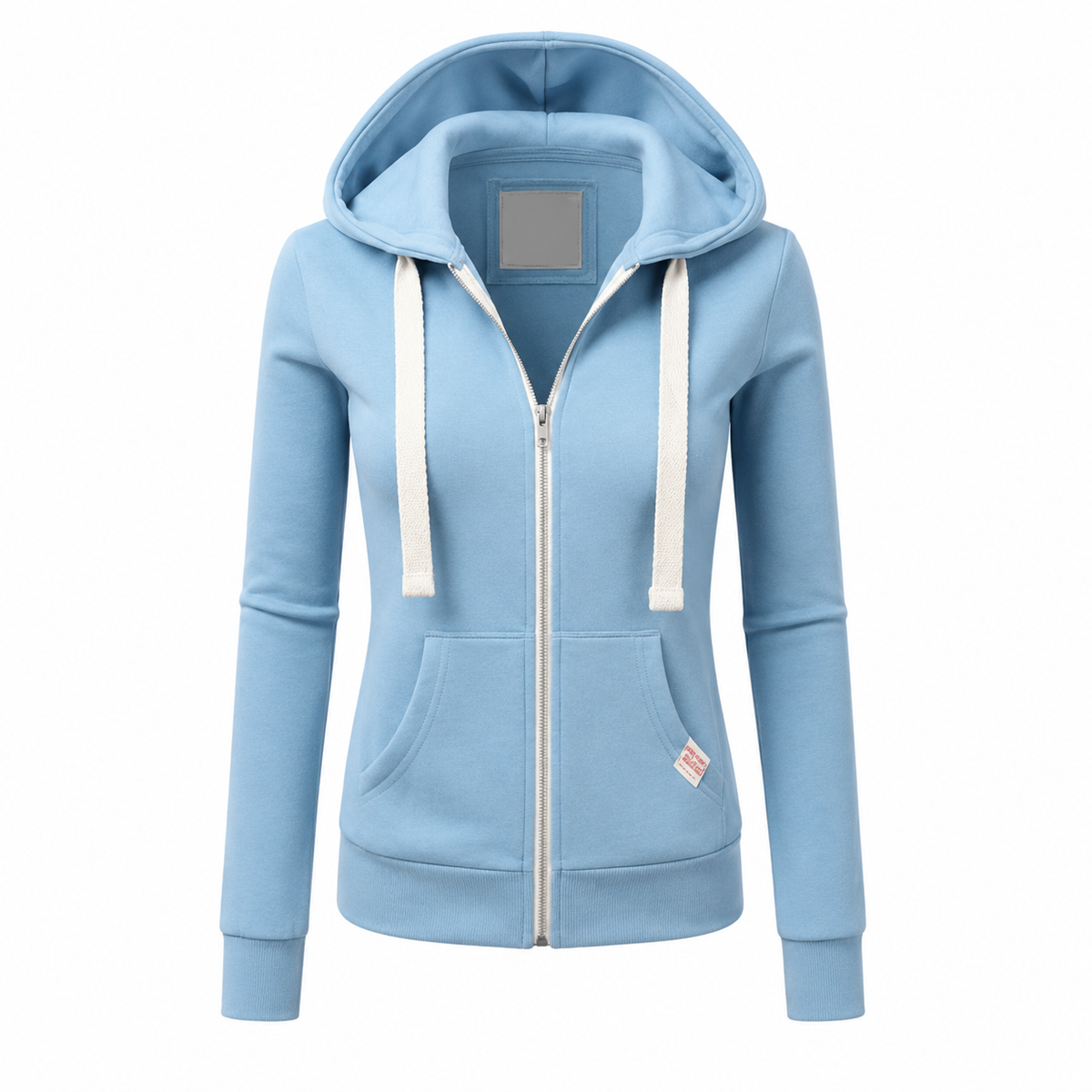 Sudadera entallada con capucha y cremallera para mujer