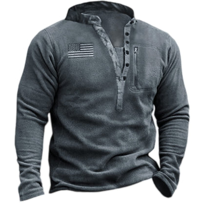 Sudadera henley térmica de forro polar nano para hombre con bolsillo en el pecho con cremallera y detalle de camuflaje