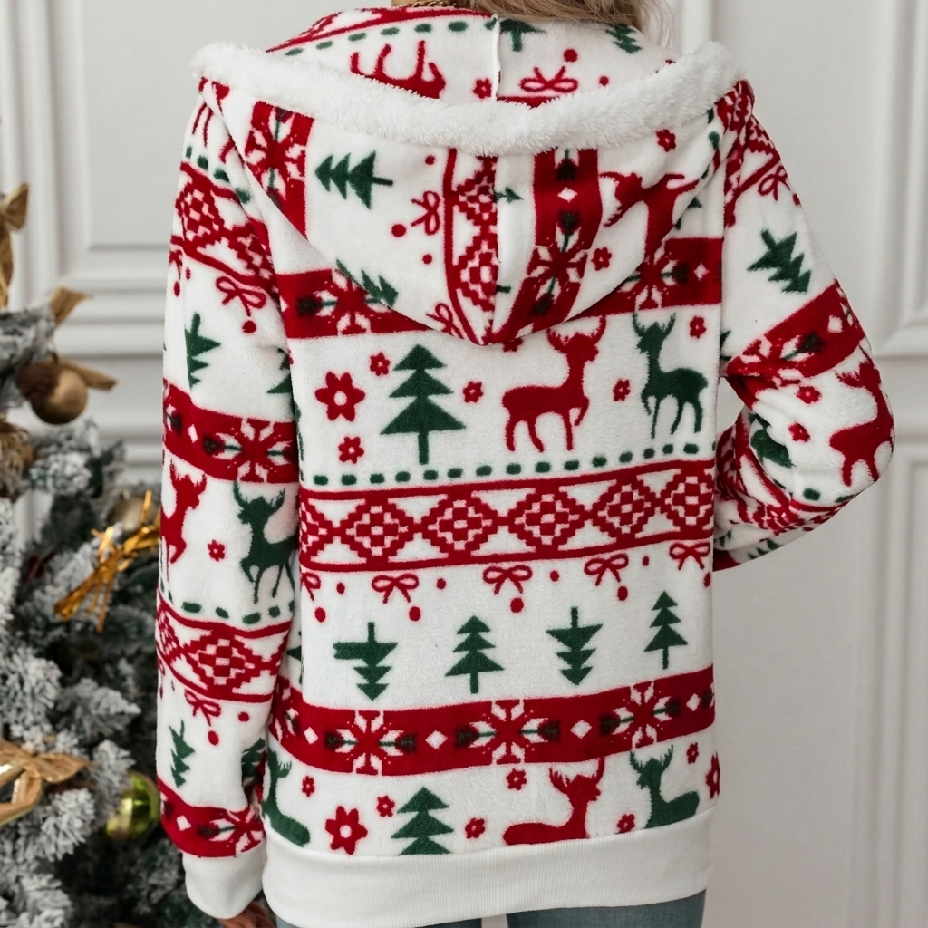 Sudadera navideña con capucha para mujer
